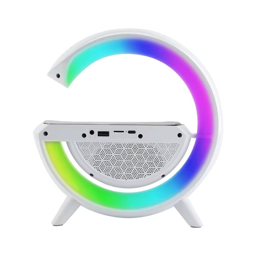 Lámpara Inteligente 6 en 1 con Altavoz Bluetooth, Cargador Inalámbrico y Luz RGB Control App
