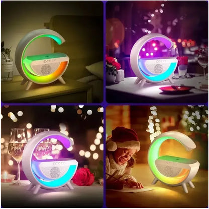 Lámpara Inteligente 6 en 1 con Altavoz Bluetooth, Cargador Inalámbrico y Luz RGB Control App